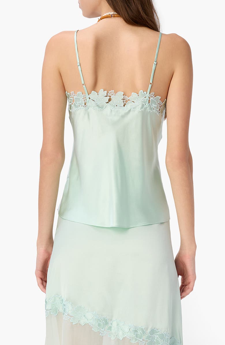 CAMI NYC Rafa Lace Trim Silk Charmeuse Camisole, Alternate, color, Clearwater