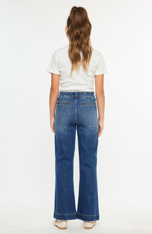 Kancan Tini High Rise Wide Leg Kids Trousers In Blue