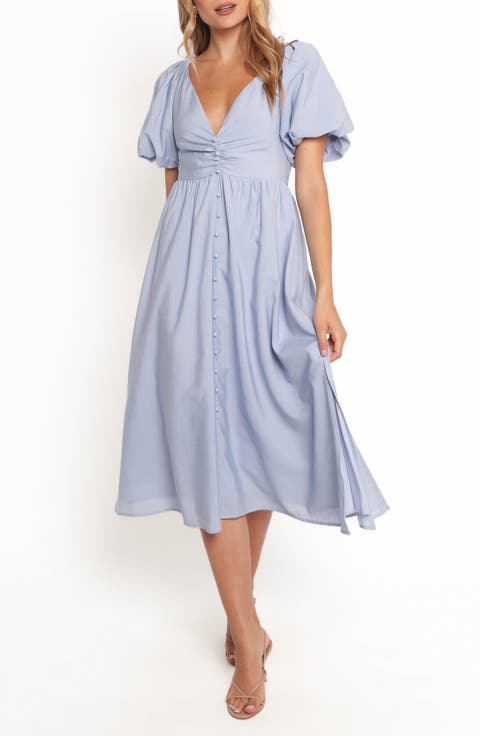 Charley Puff Sleeve Poplin Midi Dress