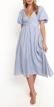 Petal & Pup Charley Puff Sleeve Poplin Midi Dress
