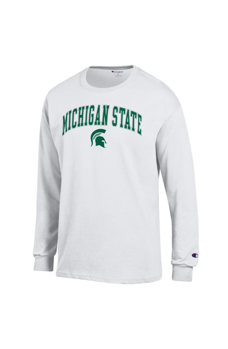 Champion Men's Champion White Michigan State Spartans Arch Over Logo Long Sleeve T-Shirt, Alternate, color, White