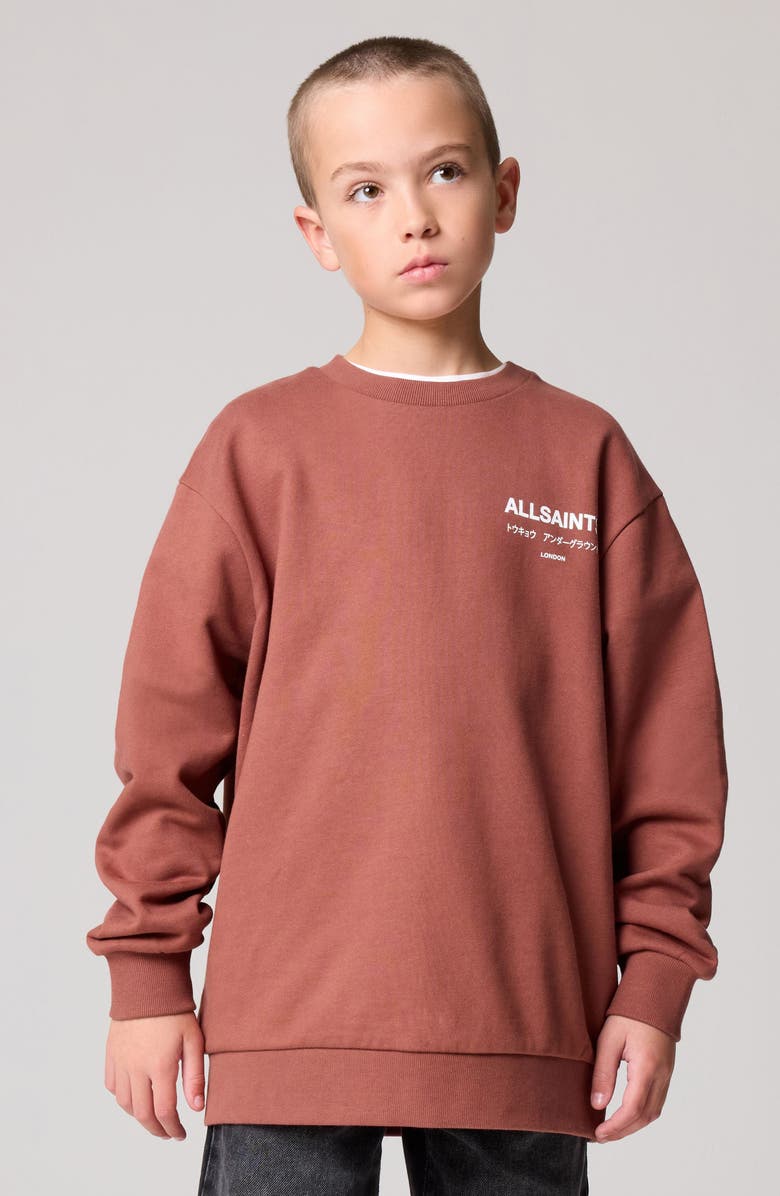 smALLSAINTS by ALLSAINTS Kids' Oversize Underground Logo Crewneck Sweatshirt, Alternate, color,