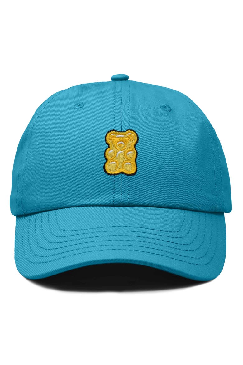 Yellow Gummy Embroidered Dad Cap, Main, color, Teal