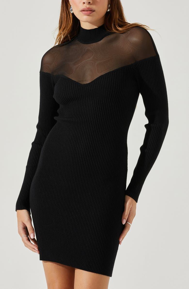 ASTR the Label Larna Long Sleeve Sweater Dress, Alternate, color, Black