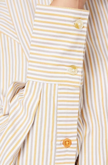 Mixed Stripe Crop Button-Up Shirt
