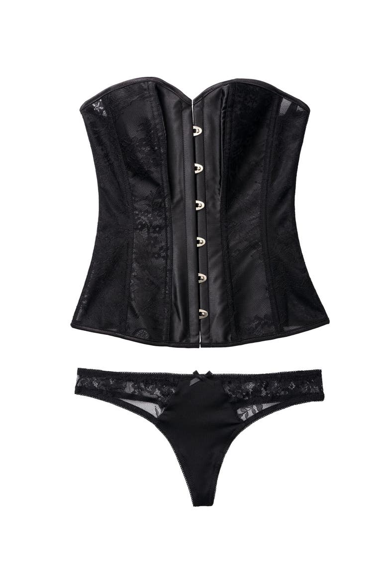 Ashoka Boned Corset, Alternate, color, Black