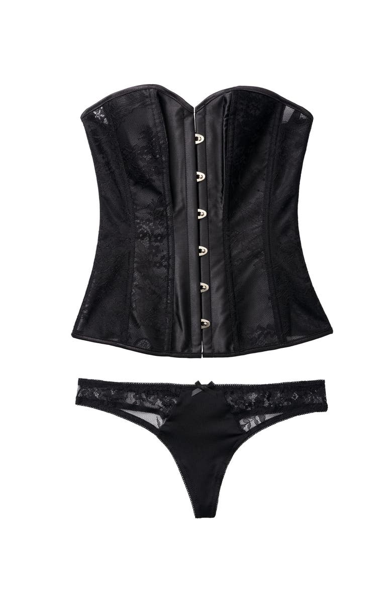 Adore Me Ashoka Boned Corset, Alternate, color, Black