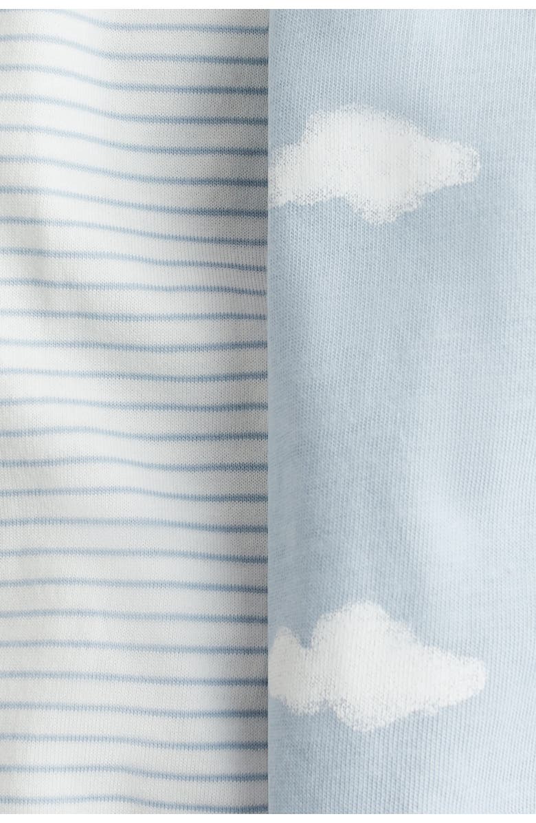 H&M 2-pack Zip-up Sleepsuits, Alternate, color, Light Blue/Clouds