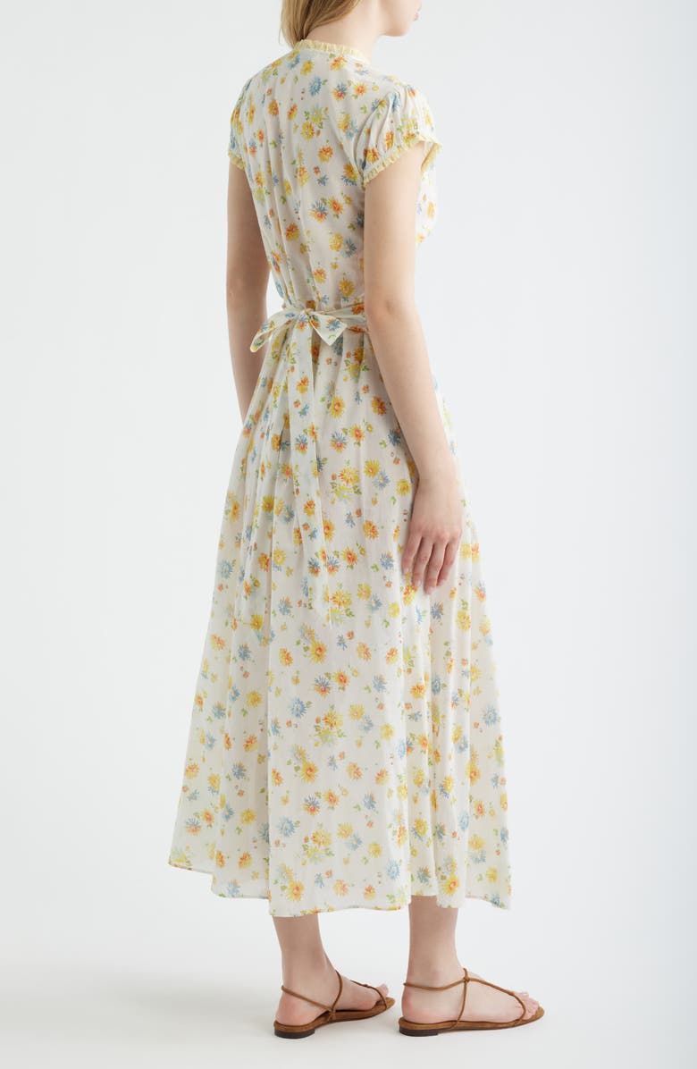 DÔEN Helia Floral Print Voile Midi Dress, Alternate, color, Dahlia Floral
