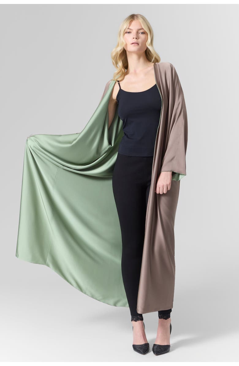 Le Fafo Luna Reversible Silk Cardigan/Cover-Up, Alternate, color, Green / Brown