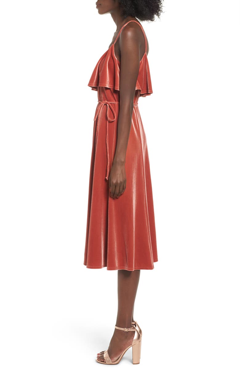 June & Hudson Velvet Midi Dress, Alternate, color, 