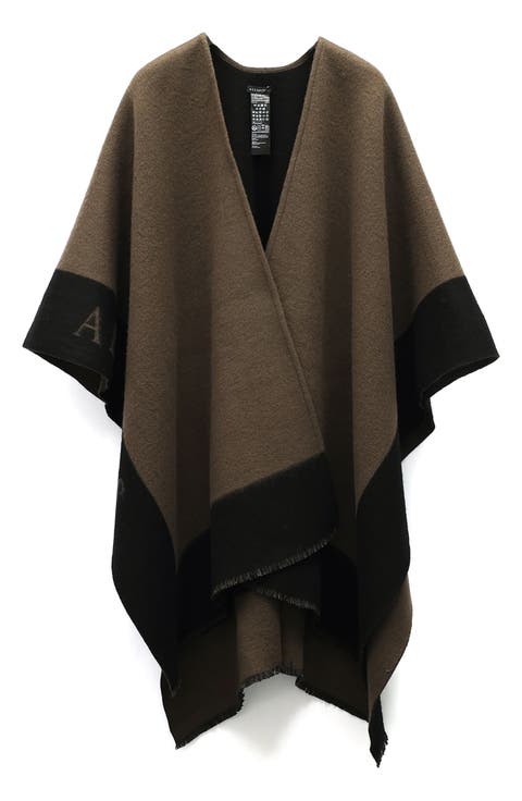 Logo Border Wool Ruana