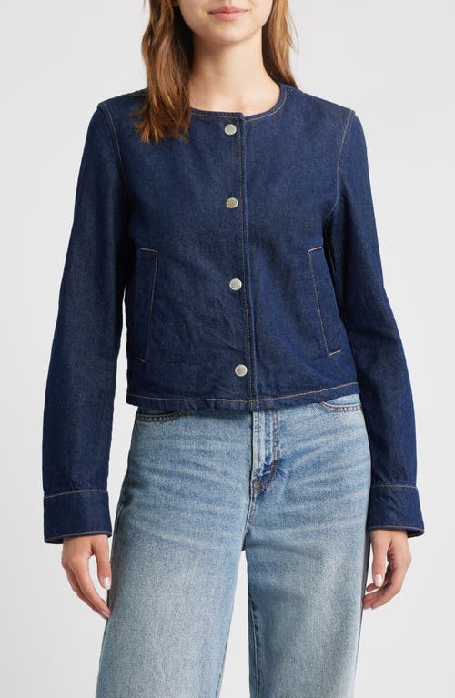 Mango Peppa Crop Denim Jacket In Blue