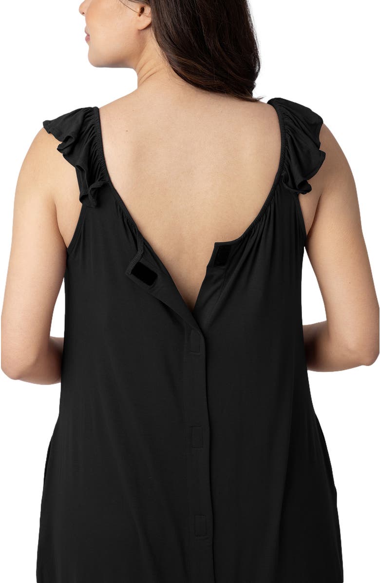 Kindred Bravely Ruffle Strap Labor & Delivery Gown, Alternate, color, Black