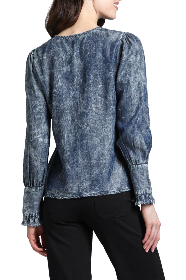 Moon Wash Balloon Sleeve Button-Up Shirt, Alternate, color, INDIGO