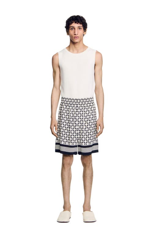 Sandro Square Cross Floaty Bermuda Shorts In Black