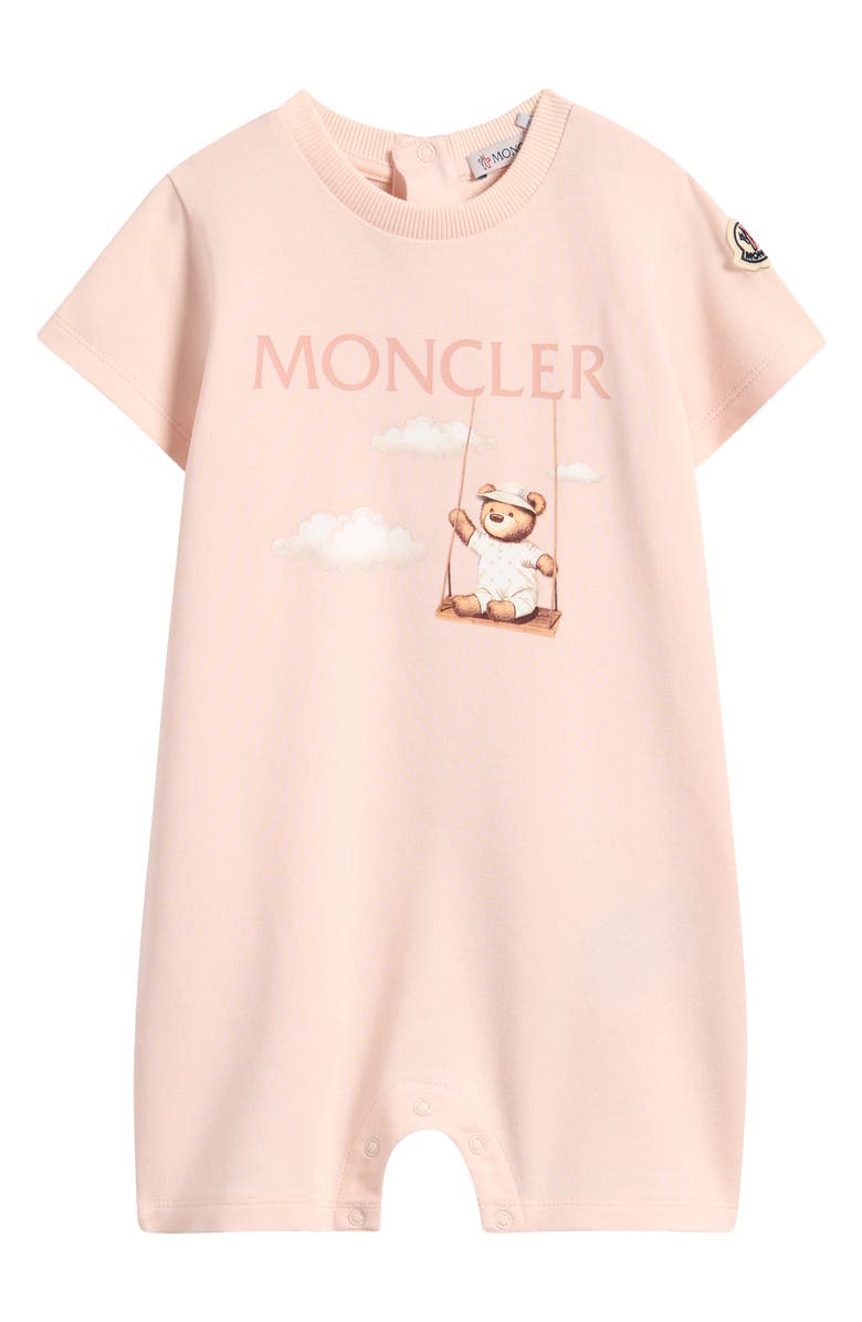 Moncler Bear Swing Graphic Romper, Main, color,