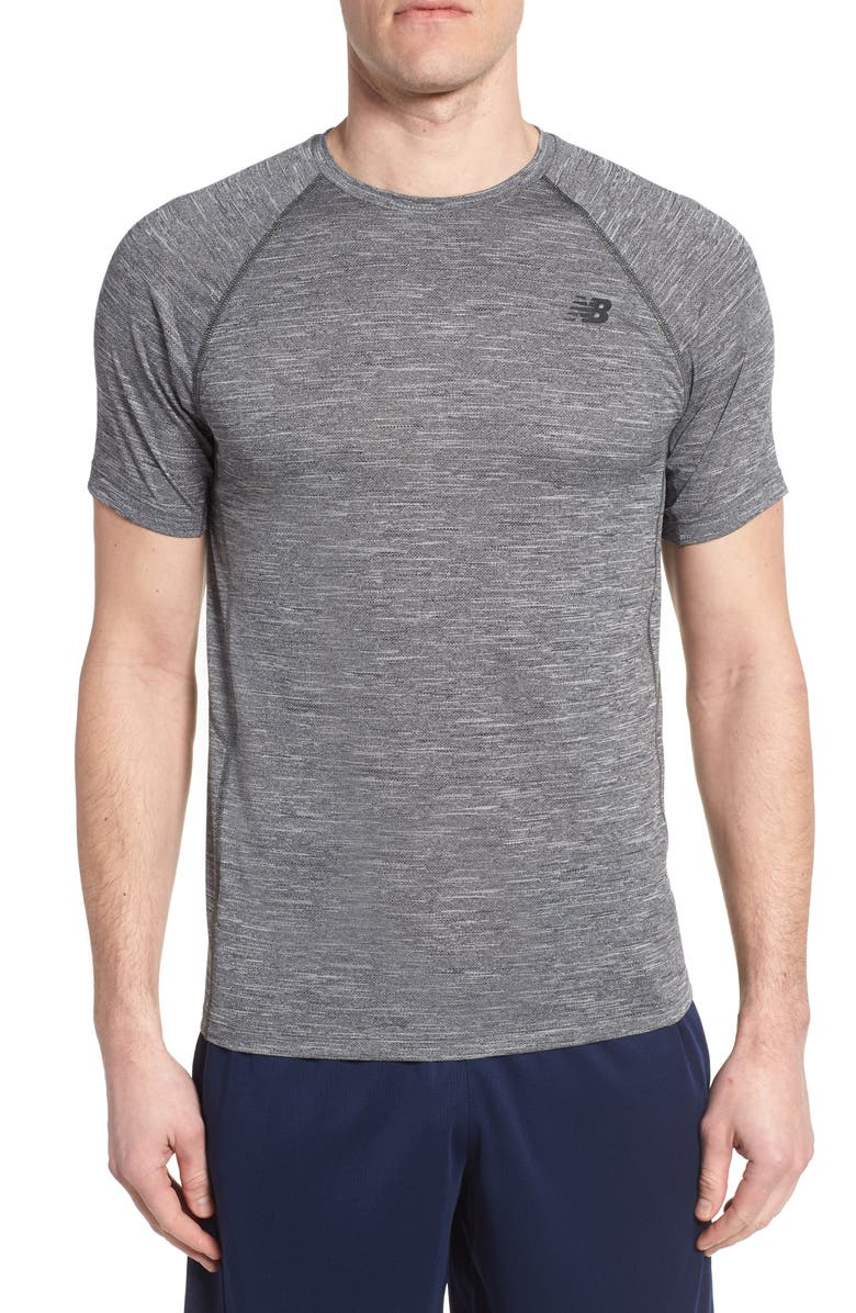 New Balance Tenacity Crewneck T-Shirt, Main, color, Heather Charcoal