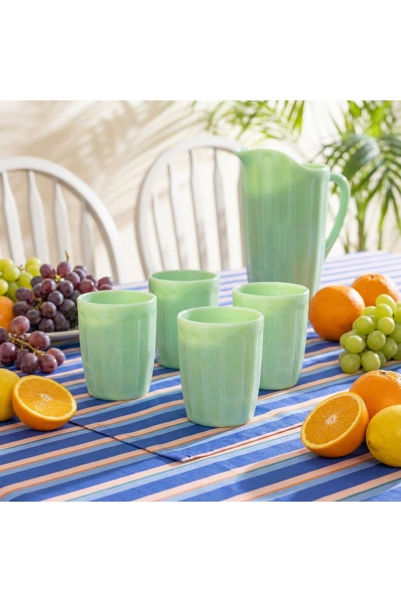 Henan Glass Water Tumbler 8 oz Set of 4, Alternate, color, Green