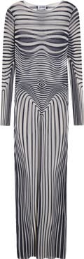 Jean Paul Gaultier Re-Edition Body Morphing Trompe l'Oeil Long Sleeve Mesh Dress