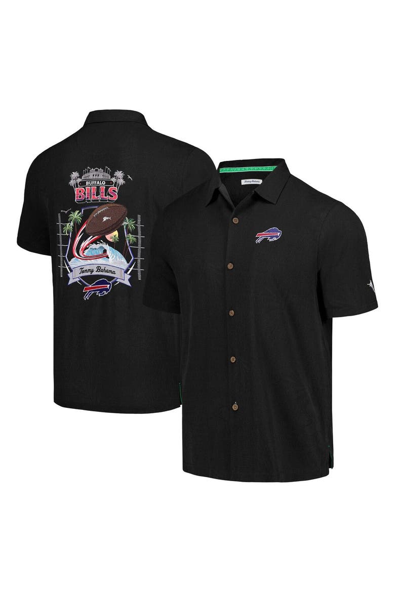 Men's Tommy Bahama Black Buffalo Bills Tidal Kickoff Camp Button-Up Shirt, Main, color, Black
