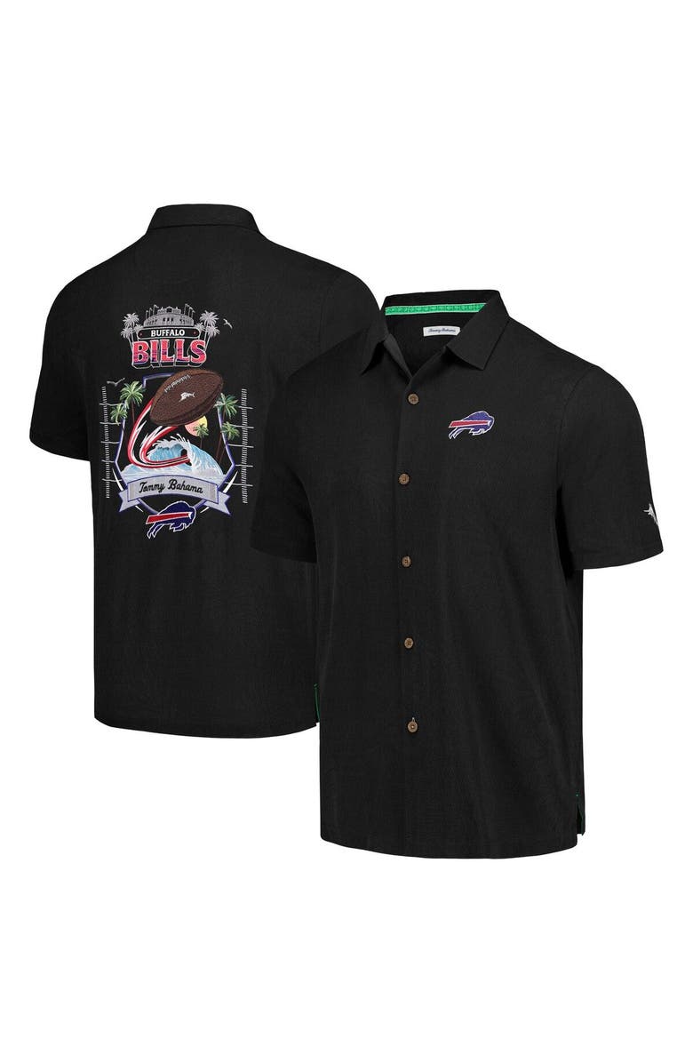 Tommy Bahama Men's Tommy Bahama Black Buffalo Bills Tidal Kickoff Camp Button-Up Shirt, Main, color, Black