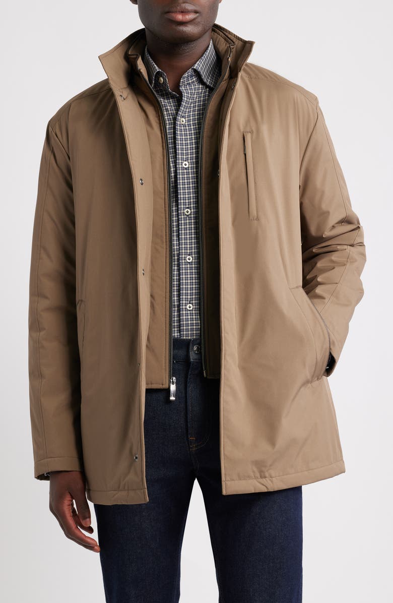 Johnston & Murphy Upton City Coat with Removable Bib, Main, color, Taupe