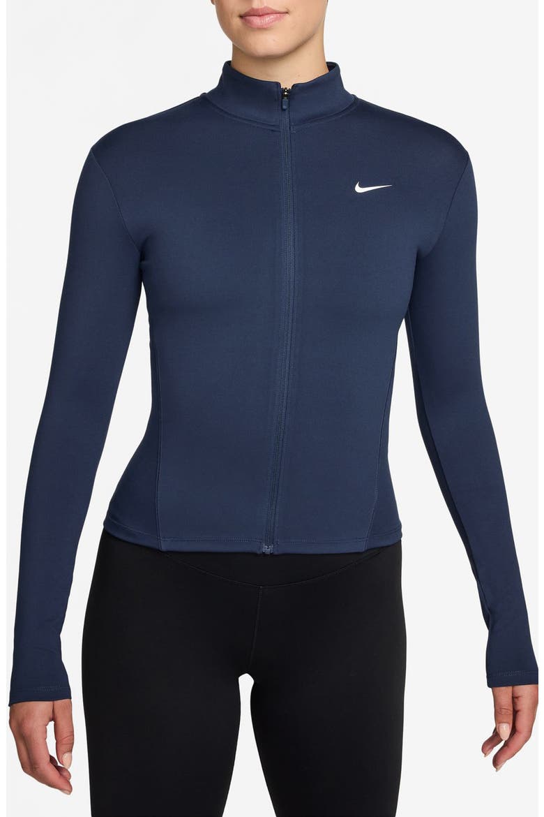 One Fitted Dri-FIT Full-Zip Jacket, Main, color, MIDNIGHT NAVY/ WHITE