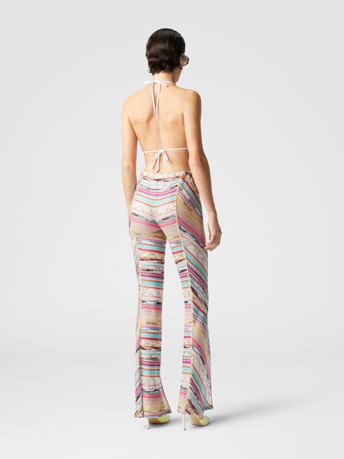 Missoni Lamé Slub Viscose Trousers With Slits At The Bottom In Multicoloured