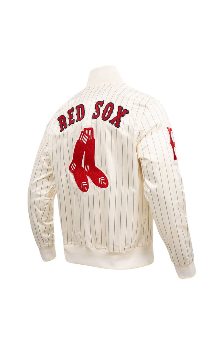 PRO STANDARD Men's Pro Standard Cream Boston Red Sox Cooperstown Collection Pinstripe Retro Classic Satin Full-Snap Jacket, Alternate, color, Cream