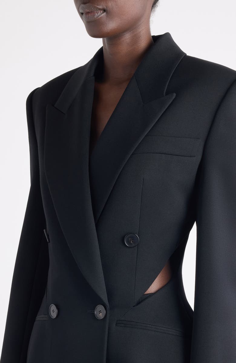 Givenchy Double Breasted Slashed Wool Blazer, Alternate, color, Black