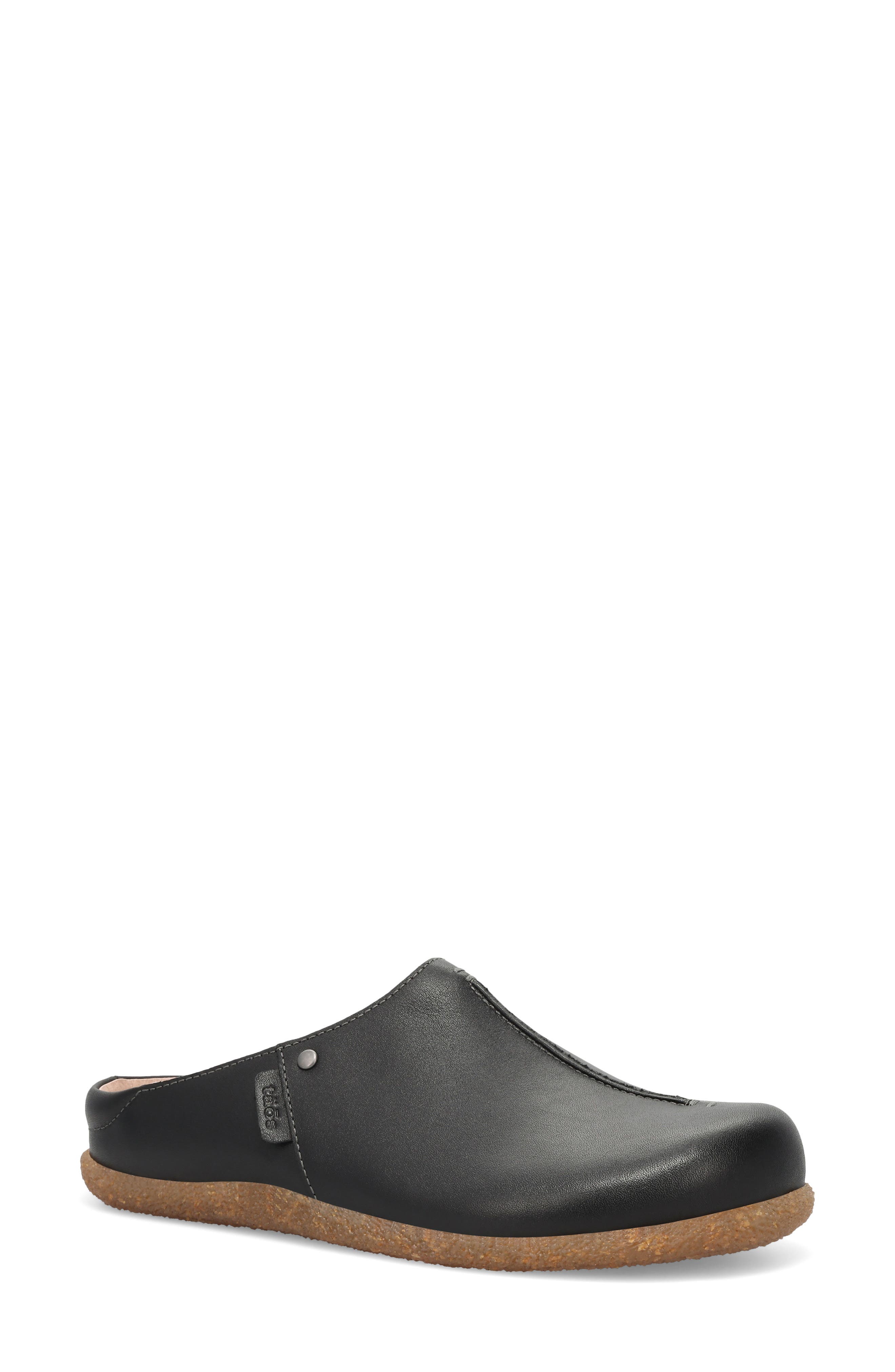 Upside Leather Mule, Main, color, BLACK