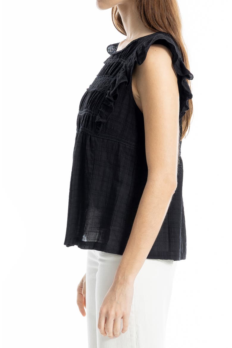 Ruffle Cap Sleeve Babydoll Top, Alternate, color, BLACK
