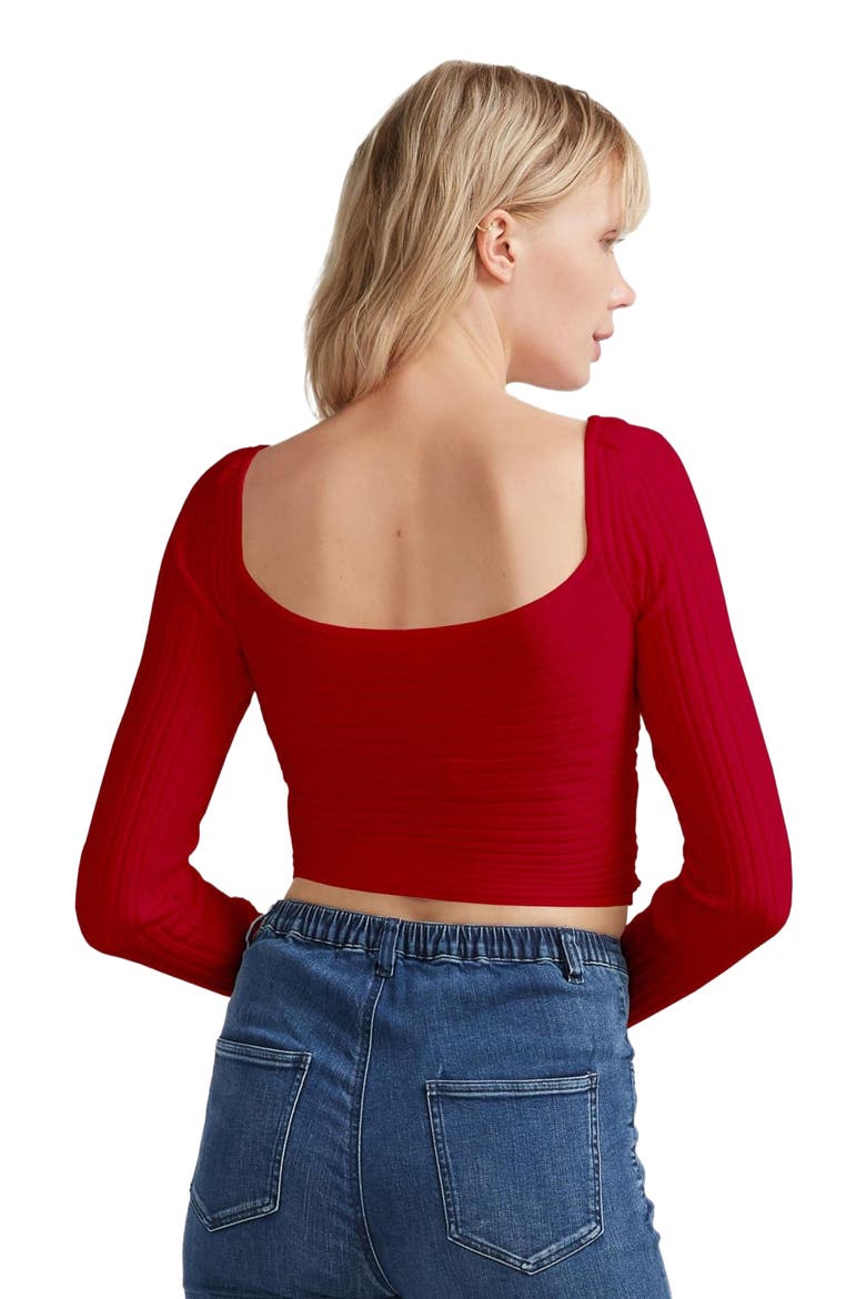 Forget Me Not Knit Crop, Alternate, color, Red