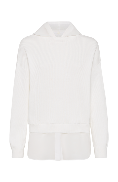 Tシャツ・カットソー BRUNELLO CUCINELLI Women Hoodies MD828SB806C8329 WHITE Brunello Cucinelli Hooded sweatshirt