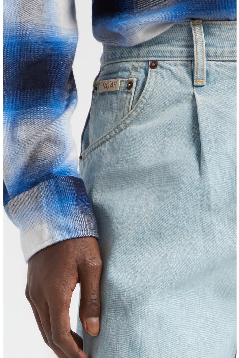 Pleated Selvedge Straight Leg Jeans, Alternate, color, LIGHT WASH