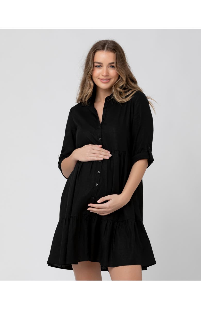 Ripe Maternity Adel Linen Dress, Alternate, color, Black