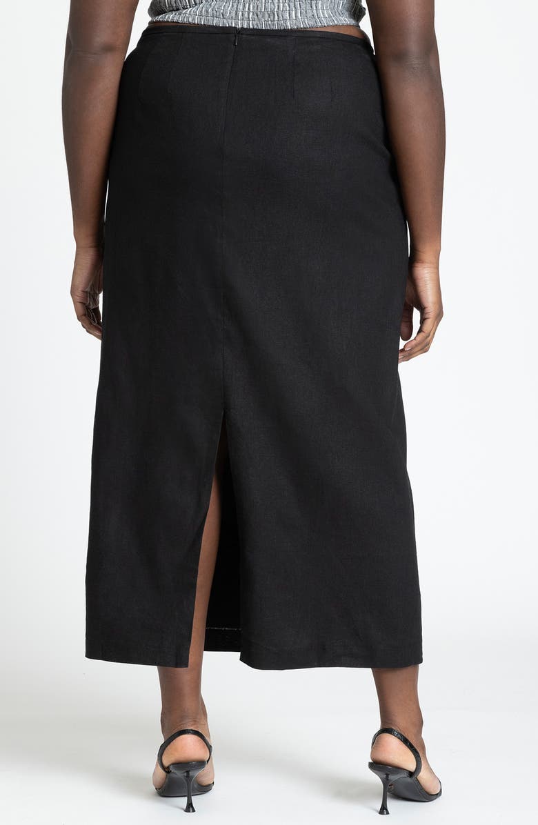 ELOQUII Woven Linen Blend Column Skirt, Alternate, color, 
