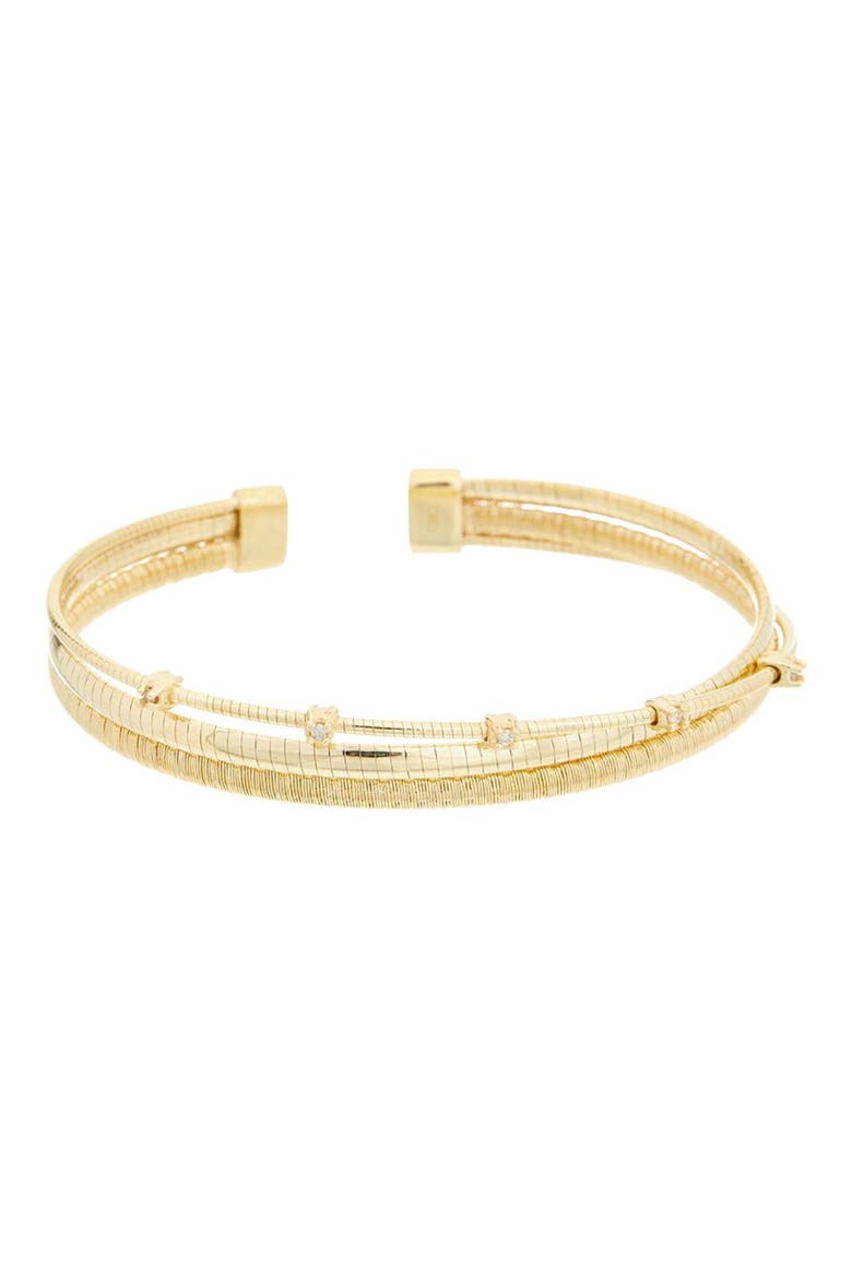 Cubic Zirconia Multirow Cuff Bangle, Main, color, YELLOW