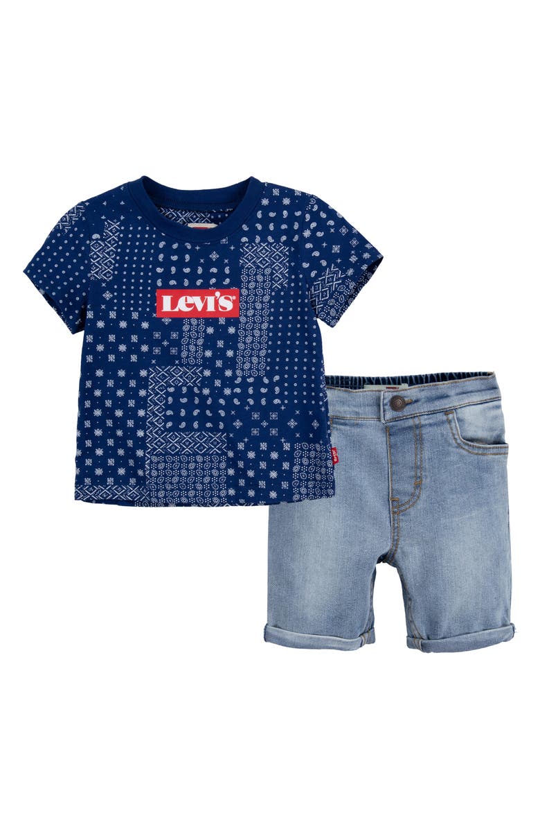 Levi's<sup>®</sup> Bandana T-Shirt & Denim Shorts Set, Main, color,