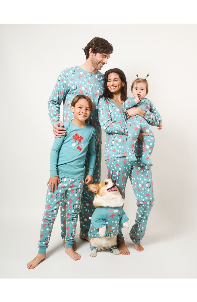 Leveret Kids Two-Piece Cotton Printed Matching Family Pajamas, Playful Graphics, Alternate, color, Fish Tank