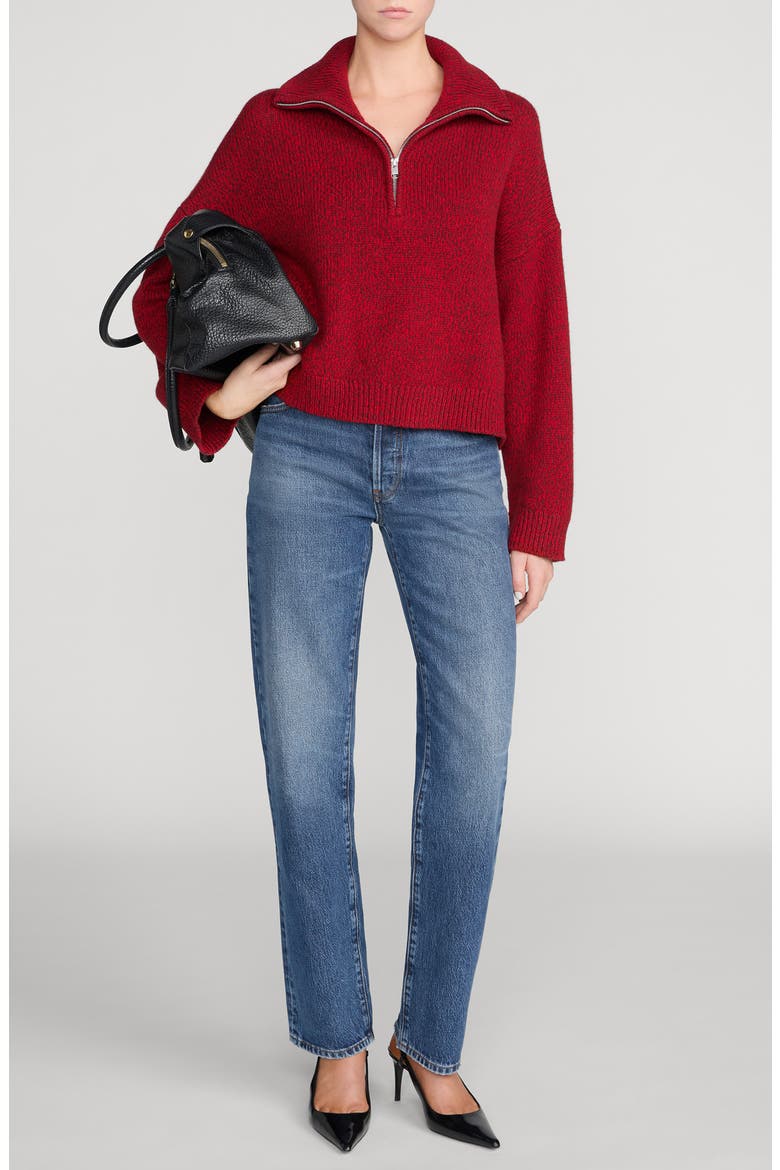 The Half Zip Marled Sweater, Alternate, color, PAPRIKA