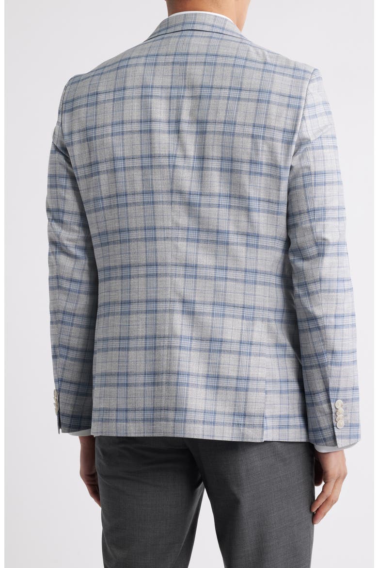 Hutson Slim Fit Slub Grey & Blue Plaid Sport Coat, Alternate, color, NAVY/ GREY