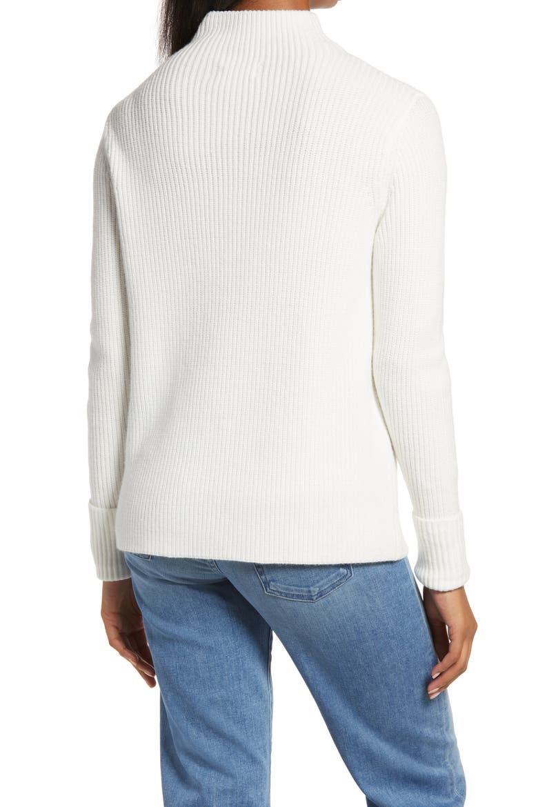 Funnel Neck Ribbed Sweater, Alternate, color, WHITE SNOW