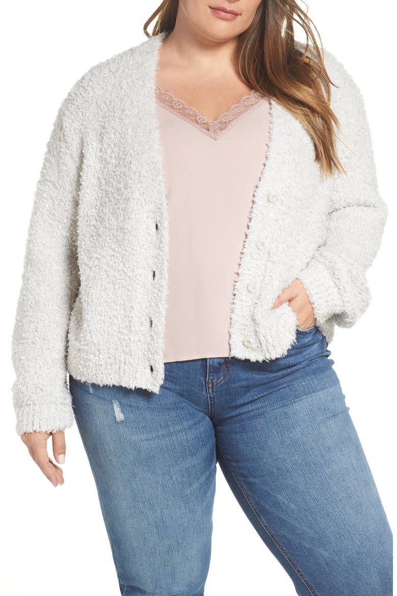 Fluffy Cardigan, Alternate, color, GREY CHIME