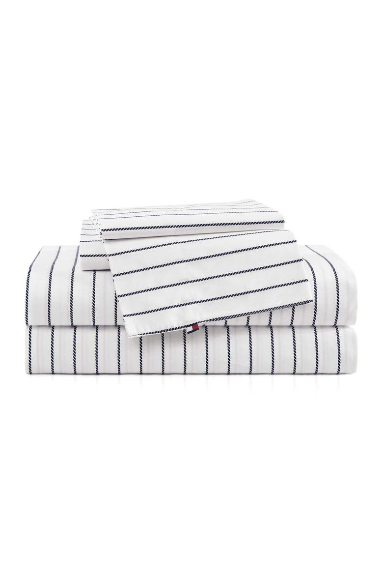 Rope Stripe Cotton Percale Sheet Set, Main, color, DARK BLUE