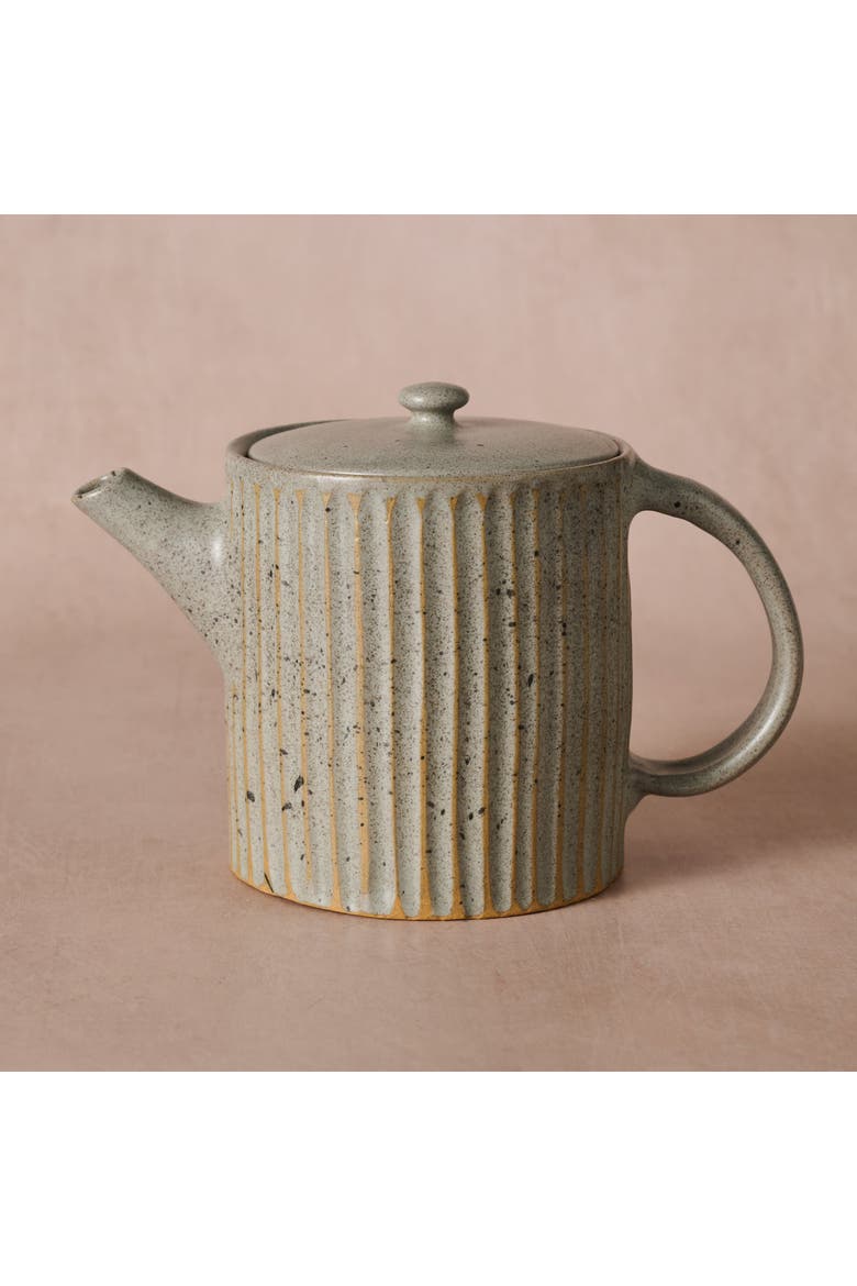 Sundara Fluted Ceramic Teapot, Alternate, color, Gray
