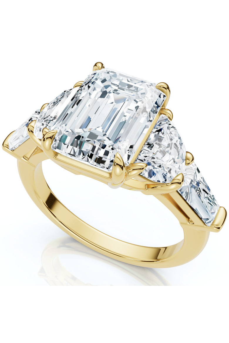 Certified 4 1/2Ct Tessa Emerald Engagement Ring 14k Gold Lab Grown, Main, color, 14k Yellow Gold