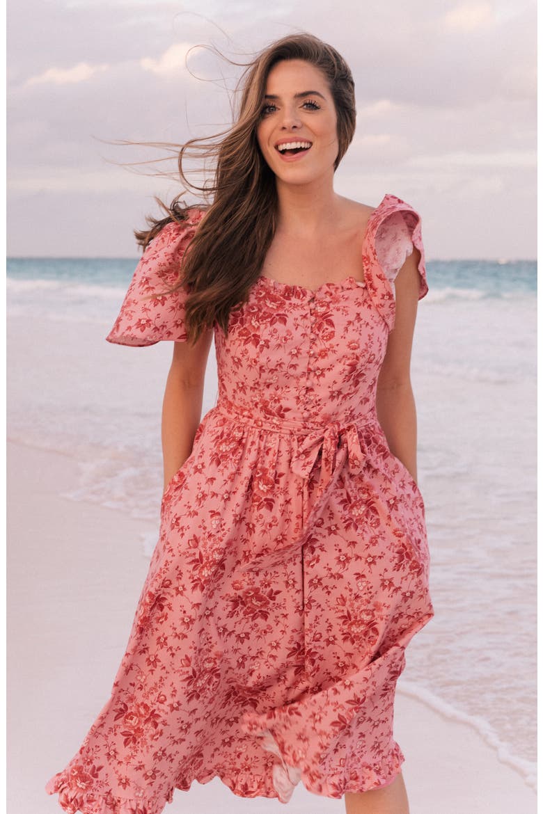 Marianna Floral Print Dress, Alternate, color, ROSE