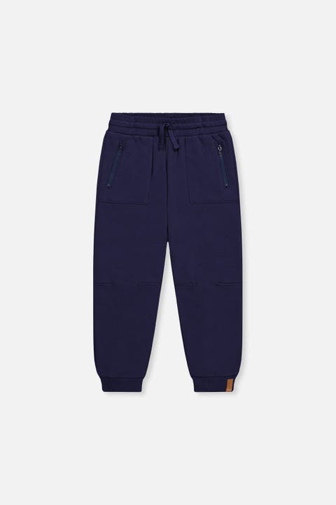 Fleece Zippered Pockets Ribbed Cuffs Sweatpants